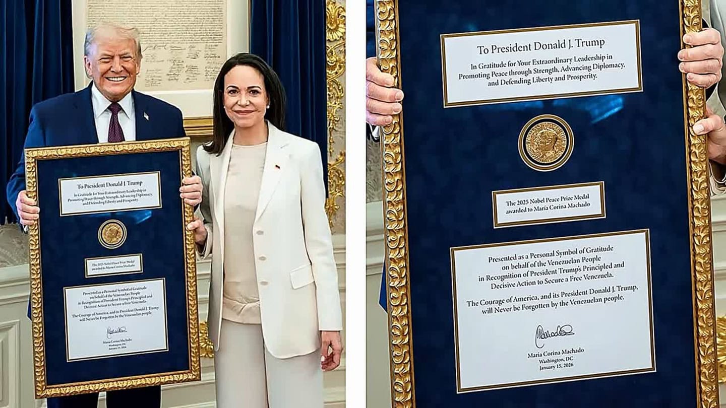 María Corina Machado Presented Her Nobel Peace Prize to Trump